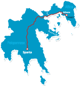 mapa biegu Spartathlon 246km źrodło: www.topsy-fr